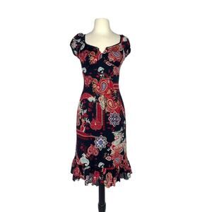 American Vintage Red and Black Paisley Dress